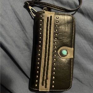 Black and Tan Studded Women's Wallet
